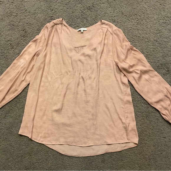 Maison d’Amelie Paris Anthropologie Light Pink V-Neck Shirt Top Blouse Y2K sz XL - Picture 3 of 6